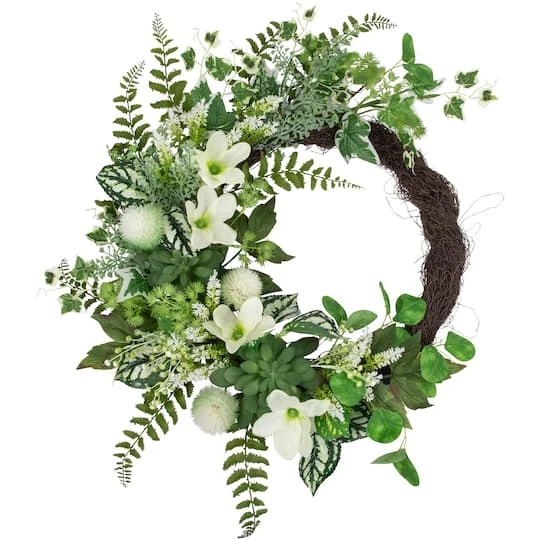 Northlight 24" Hellebores & Ivy Wreath 3 Northlight 24" Hellebores & Ivy Wreath