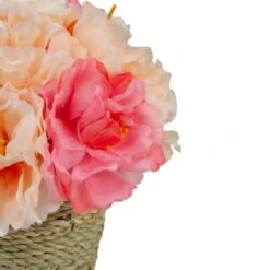 Northlight 6" Pink & White Potted Peony Arrangement -Northlight D761816S 3