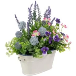 Northlight 12" Lavender & Mixed Spring Floral In Weathered Ceramic Pot 13 Northlight 12" Lavender & Mixed Spring Floral In Weathered Ceramic Pot -Northlight D761817S 4