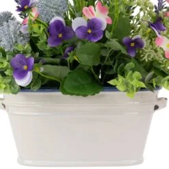 Northlight 12" Lavender & Mixed Spring Floral In Weathered Ceramic Pot 14 Northlight 12" Lavender & Mixed Spring Floral In Weathered Ceramic Pot -Northlight D761817S 5