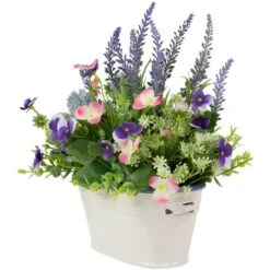 Northlight 12" Lavender & Mixed Spring Floral In Weathered Ceramic Pot 15 Northlight 12" Lavender & Mixed Spring Floral In Weathered Ceramic Pot -Northlight D761817S 6