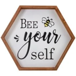 Northlight Wooden Framed Bee Yourself Metal Sign Spring Wall & Tabletop Décor