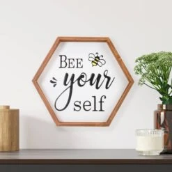 Northlight Wooden Framed Bee Yourself Metal Sign Spring Wall & Tabletop Décor -Northlight D761827S 2