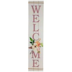 Northlight 4ft. Floral Welcome Wooden Spring Wall Sign