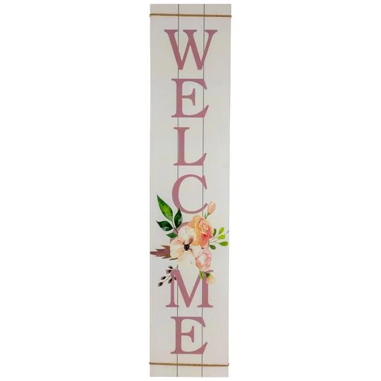 Northlight 4ft. Floral Welcome Wooden Spring Wall Sign 3 Northlight 4ft. Floral Welcome Wooden Spring Wall Sign