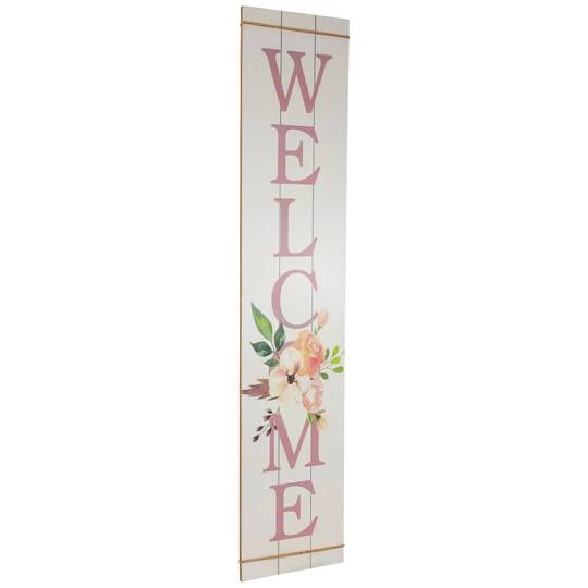 Northlight 4ft. Floral Welcome Wooden Spring Wall Sign 6 Northlight 4ft. Floral Welcome Wooden Spring Wall Sign - Image 4