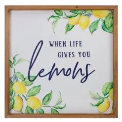 Northlight Wooden Framed When Life Gives You Lemons Metal Sign Spring Wall Décor