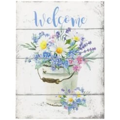 Northlight 16" Spring Floral Welcome Wall Sign