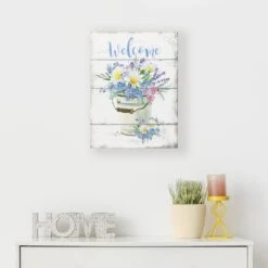 Northlight 16" Spring Floral Welcome Wall Sign -Northlight D761831S 2