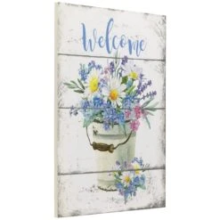 Northlight 16" Spring Floral Welcome Wall Sign -Northlight D761831S 3