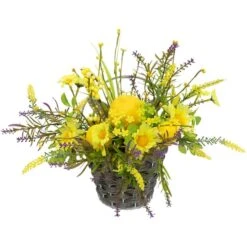 Northlight 12" Lemon & Daisy Spring Hanging Wall Basket