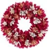 Northlight 13" Fuchsia Pink & White Wooden Floral Wreath With Berries 1 Northlight 13" Fuchsia Pink & White Wooden Floral Wreath With Berries -Northlight D761838S 1