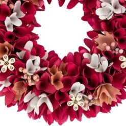 Northlight 13" Fuchsia Pink & White Wooden Floral Wreath With Berries 12 Northlight 13" Fuchsia Pink & White Wooden Floral Wreath With Berries -Northlight D761838S 4