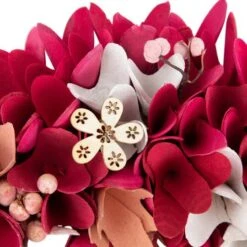 Northlight 13" Fuchsia Pink & White Wooden Floral Wreath With Berries 13 Northlight 13" Fuchsia Pink & White Wooden Floral Wreath With Berries -Northlight D761838S 5