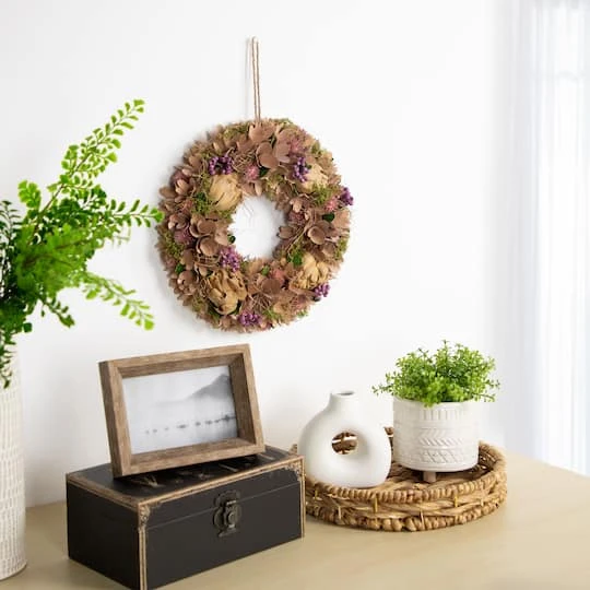 Northlight 12" Purple & Beige Wooden Floral & Preserved Artichoke Wreath 5 Northlight 12" Purple & Beige Wooden Floral & Preserved Artichoke Wreath - Image 3
