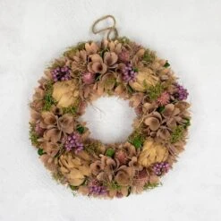 Northlight 12" Purple & Beige Wooden Floral & Preserved Artichoke Wreath 11 Northlight 12" Purple & Beige Wooden Floral & Preserved Artichoke Wreath -Northlight D761840S 3