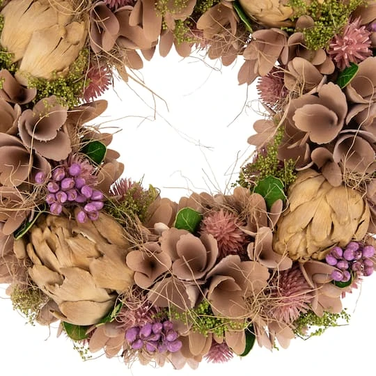Northlight 12" Purple & Beige Wooden Floral & Preserved Artichoke Wreath 7 Northlight 12" Purple & Beige Wooden Floral & Preserved Artichoke Wreath - Image 5