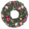 Northlight 13" Pink Rose & Purple Thistle Spring Wreath