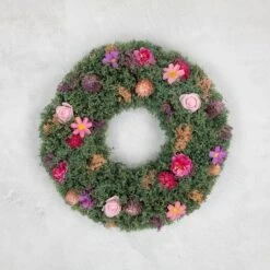 Northlight 13" Pink Rose & Purple Thistle Spring Wreath -Northlight D761841S 3