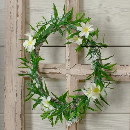 Northlight 9" Yellow Floral & Foliage Spring Wreath 5 Northlight 9" Yellow Floral & Foliage Spring Wreath - Image 3