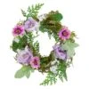 Northlight 8" Pink & Purple Rose & Foliage Spring Wreath -Northlight D761844S 1