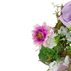 Northlight 8" Pink & Purple Rose & Foliage Spring Wreath 11 Northlight 8" Pink & Purple Rose & Foliage Spring Wreath -Northlight D761844S 4