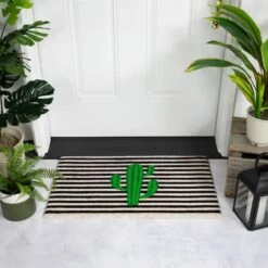 Northlight Green Cactus Striped Outdoor Doormat 8 Northlight Green Cactus Striped Outdoor Doormat -Northlight D767516S 2