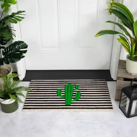 Northlight Green Cactus Striped Outdoor Doormat 5 Northlight Green Cactus Striped Outdoor Doormat - Image 3