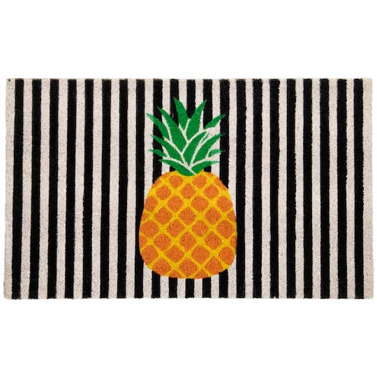 Northlight Ivory & Orange Pineapple Striped Doormat 3 Northlight Ivory & Orange Pineapple Striped Doormat
