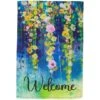 Northlight 18" Blue & Green Watercolor Floral Garden Flag 1 Northlight 18" Blue & Green Watercolor Floral Garden Flag -Northlight D768276S 1