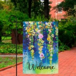 Northlight 18" Blue & Green Watercolor Floral Garden Flag -Northlight D768276S 3