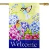 Northlight 40" Welcome Floral Hummingbird Outdoor House Flag -Northlight D768282S 1