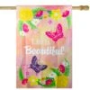 Northlight 40" Multicolor Life Is Beautiful Pink Floral Outdoor House Flag