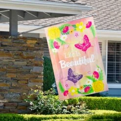 Northlight 40" Multicolor Life Is Beautiful Pink Floral Outdoor House Flag 8 Northlight 40" Multicolor Life Is Beautiful Pink Floral Outdoor House Flag -Northlight D768283S 3