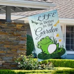 Northlight 40" Green Life Is Better In The Garden House Flag 9 Northlight 40" Green Life Is Better In The Garden House Flag -Northlight D768284S 3