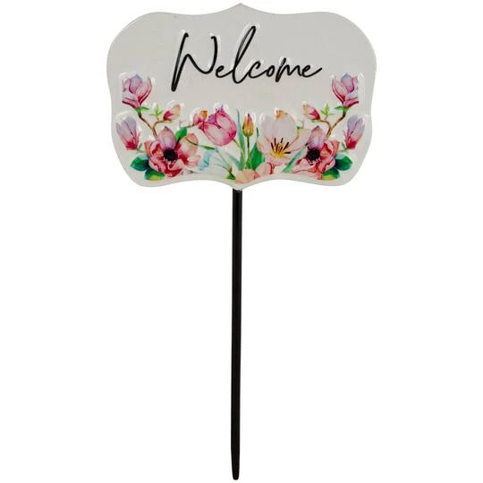 Northlight 8" Floral Welcome Yard Metal Garden Stake 4 Northlight 8" Floral Welcome Yard Metal Garden Stake - Image 2