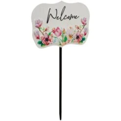Northlight 8" Floral Welcome Yard Metal Garden Stake 9 Northlight 8" Floral Welcome Yard Metal Garden Stake -Northlight D768289S 4