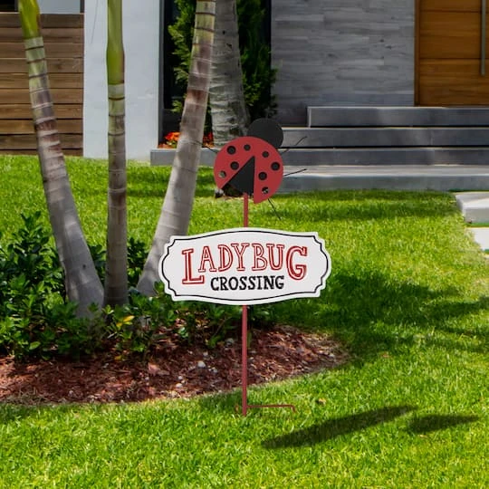 Northlight 23" Ladybug Crossing Metal Garden Stake 5 Northlight 23" Ladybug Crossing Metal Garden Stake - Image 3