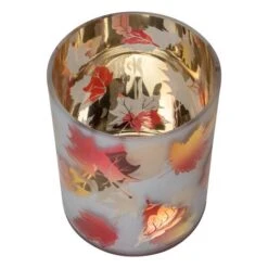 Northlight 6" Matte Autumn Leaf Flameless Glass Candle Holder 9 Northlight 6" Matte Autumn Leaf Flameless Glass Candle Holder -Northlight D800577S 2