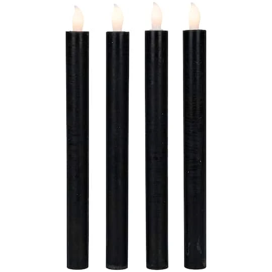 Northlight 9.5" Solid Black LED Flickering Flameless Halloween Taper Candles, 4ct. 4 Northlight 9.5" Solid Black LED Flickering Flameless Halloween Taper Candles, 4ct. - Image 2