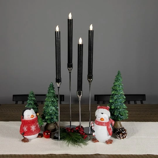 Northlight 9.5" Solid Black LED Flickering Flameless Halloween Taper Candles, 4ct. 5 Northlight 9.5" Solid Black LED Flickering Flameless Halloween Taper Candles, 4ct. - Image 3