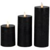 Northlight Black Flickering LED Halloween Wax Pillar Candles, 3ct.