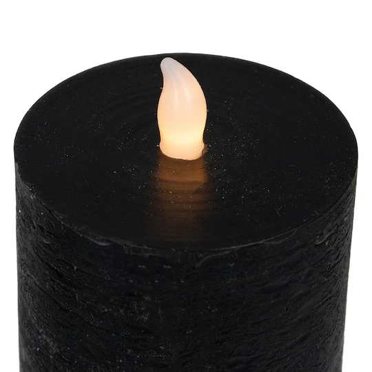 Northlight Black Flickering LED Halloween Wax Pillar Candles, 3ct. 7 Northlight Black Flickering LED Halloween Wax Pillar Candles, 3ct. - Image 5