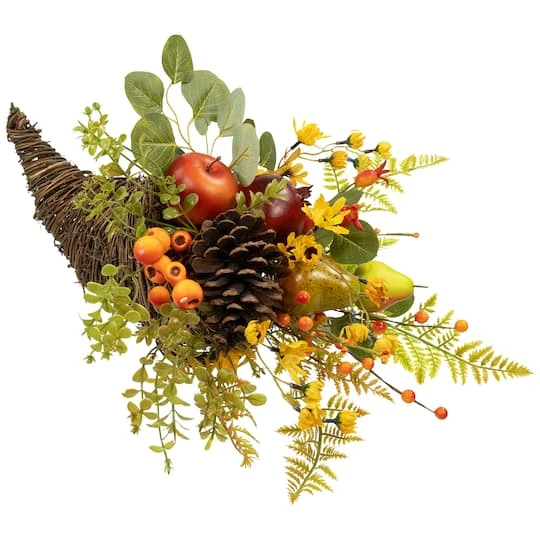 Northlight 20" Apple & Pear Cornucopia Fall Harvest Decoration 4 Northlight 20" Apple & Pear Cornucopia Fall Harvest Decoration - Image 2
