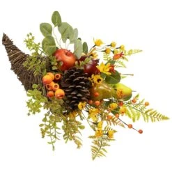 Northlight 20" Apple & Pear Cornucopia Fall Harvest Decoration