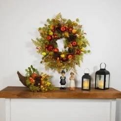 Northlight 20" Apple & Pear Cornucopia Fall Harvest Decoration 11 Northlight 20" Apple & Pear Cornucopia Fall Harvest Decoration -Northlight D800585S 2
