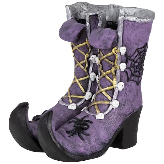 Northlight 15" Purple Witch's Boots Ceramic Halloween Decoration 6 Northlight 15" Purple Witch's Boots Ceramic Halloween Decoration - Image 4