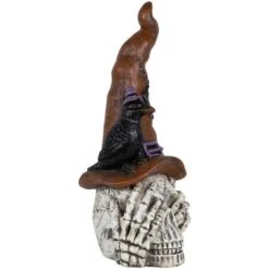 Northlight 22.75" Skull In Witches Hat With Crow Halloween Decoration 14 Northlight 22.75" Skull In Witches Hat With Crow Halloween Decoration -Northlight D800597S 5