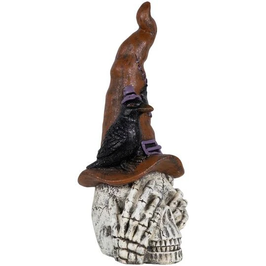 Northlight 22.75" Skull In Witches Hat With Crow Halloween Decoration 8 Northlight 22.75" Skull In Witches Hat With Crow Halloween Decoration - Image 6
