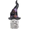 Northlight 22.75" Skull In Witch Hat With Black Cat Halloween Decoration 1 Northlight 22.75" Skull In Witch Hat With Black Cat Halloween Decoration -Northlight D800600S 1